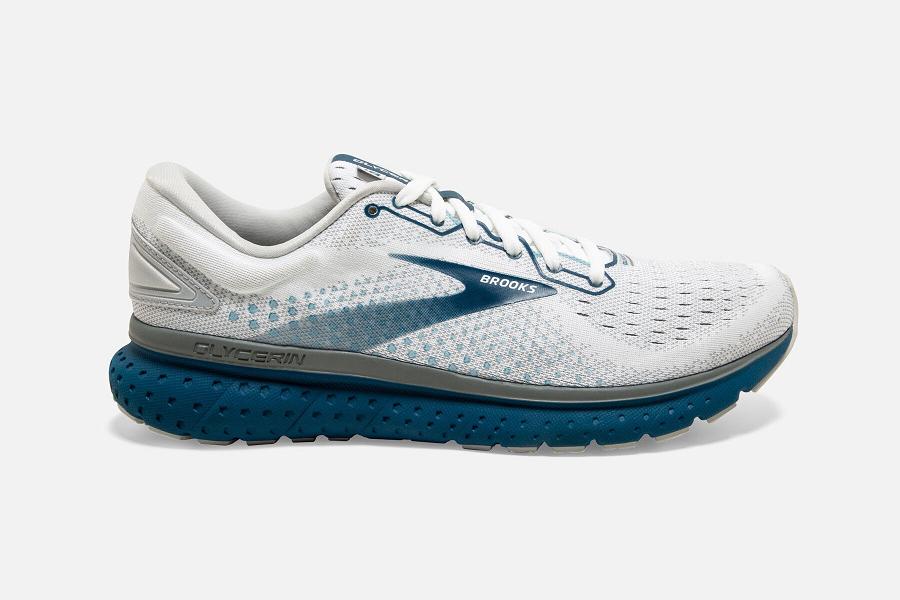 Brooks Glycerin 18 Men Athletic Shoes & Road Running Shoes White AMJ563047